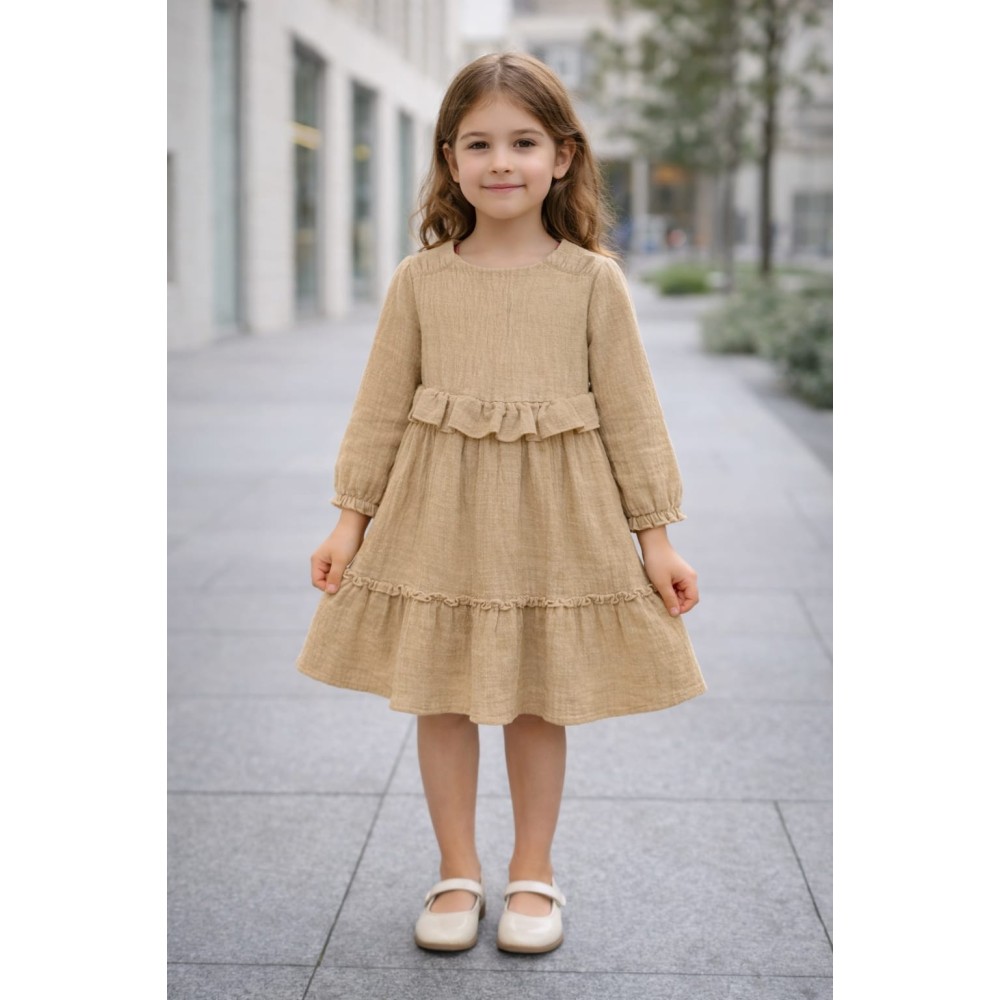 Παιδικό Φόρεμα 3-8 Χρονών Λαδί