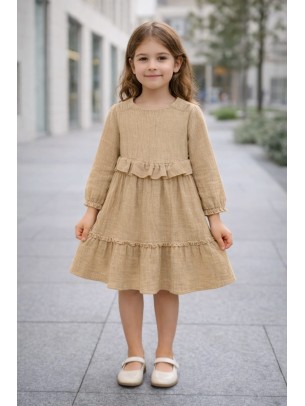 Παιδικό Φόρεμα 3-8 Χρονών Λαδί