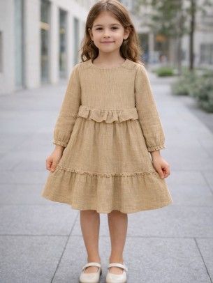 Παιδικό Φόρεμα 3-8 Χρονών Λαδί