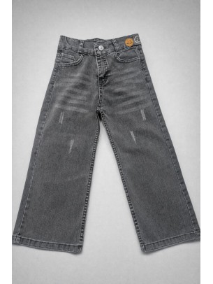 Παιδικό Παντελόνι Τζιν Για Κορίτσι 5-8 Χρονών Ανθρακί