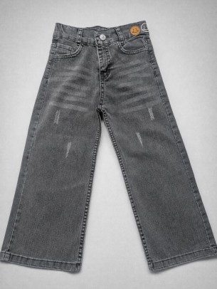 Παιδικό Παντελόνι Τζιν Για Κορίτσι 5-8 Χρονών Ανθρακί