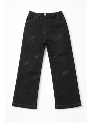 Παιδικό Παντελόνι Τζιν Για Κορίτσι 5-8 Χρονών Μαύρο