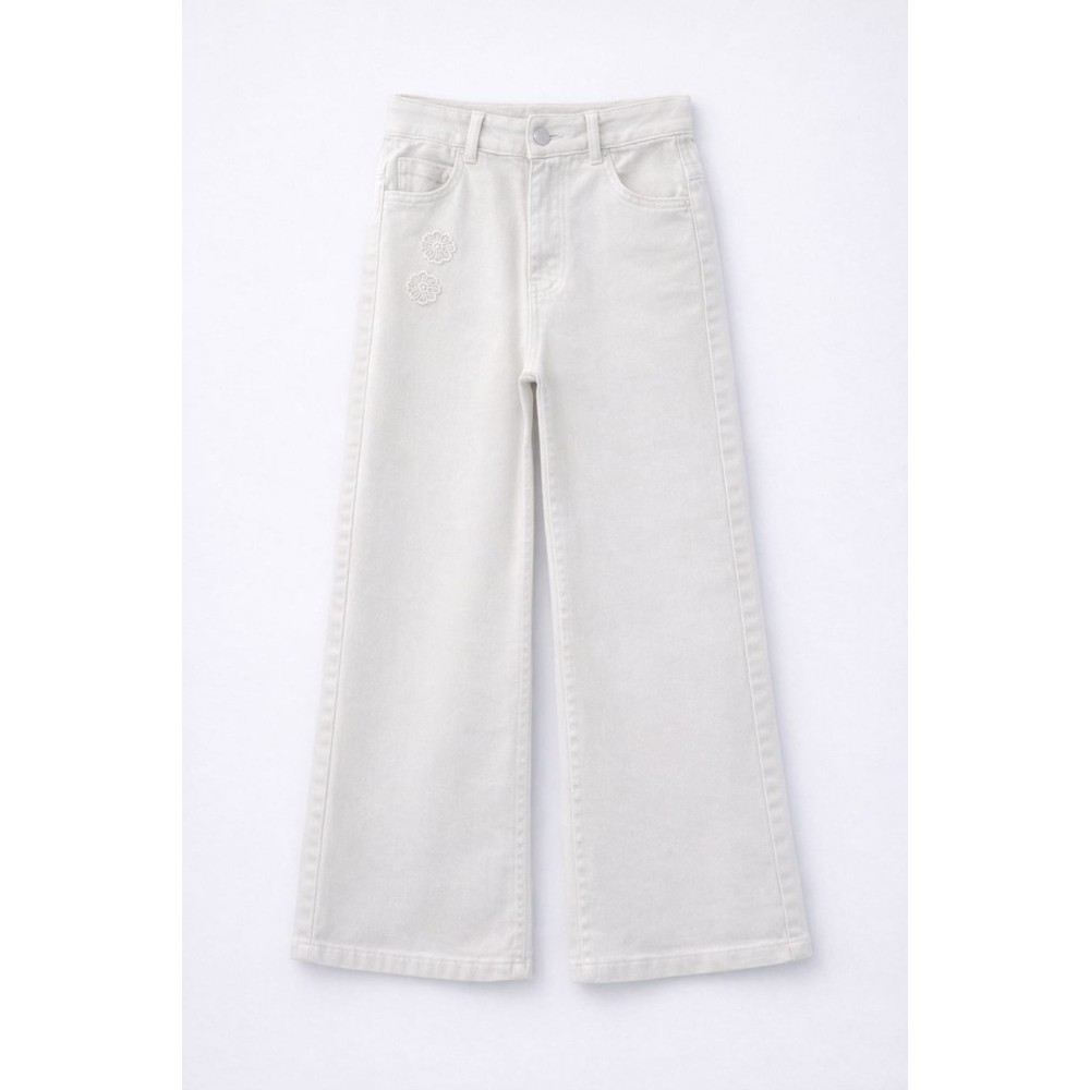 Παιδικό Παντελόνι Τζιν Για Κορίτσι 8-11 Χρονών Λευκό