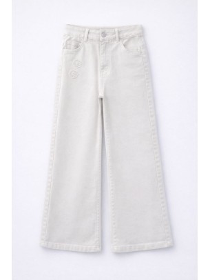 Παιδικό Παντελόνι Τζιν Για Κορίτσι 8-11 Χρονών Λευκό