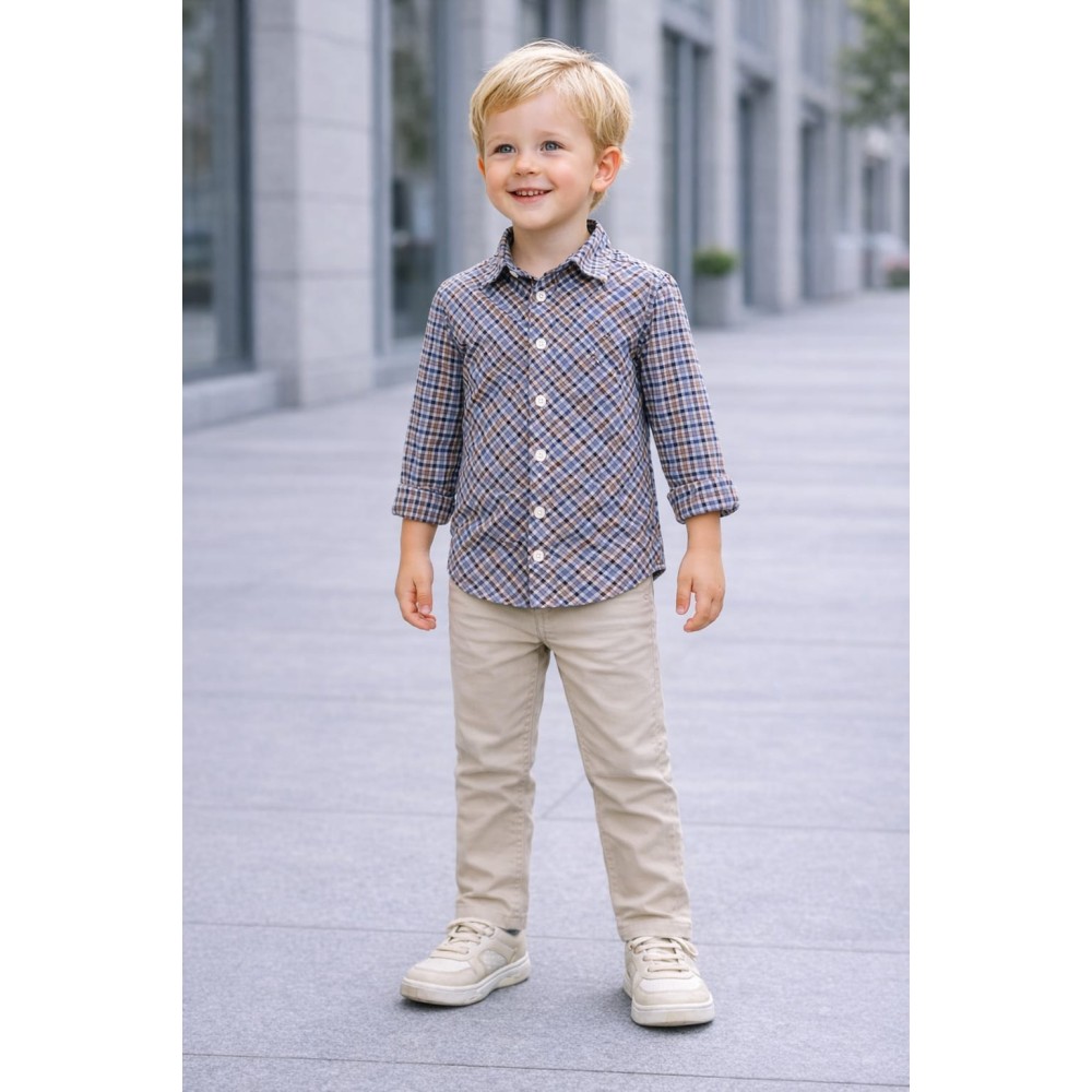 Παιδικό Πουκάμισο Για Αγόρι 3-8 Χρονών Μπλε