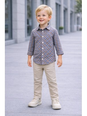 Παιδικό Πουκάμισο Για Αγόρι 3-8 Χρονών Μπλε