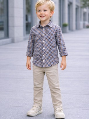 Παιδικό Πουκάμισο Για Αγόρι 3-8 Χρονών Μπλε