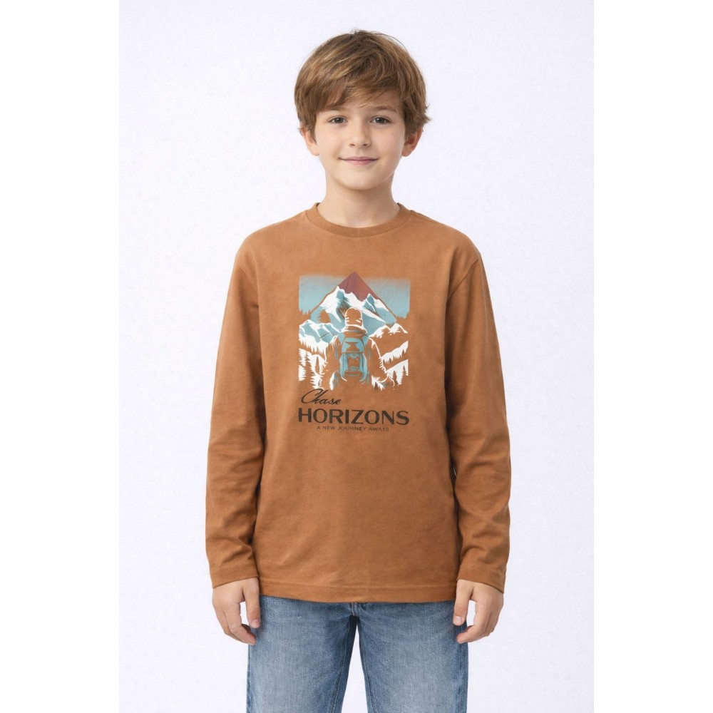 Παιδική Μπλούζα Για Αγόρι 8-14 Χρονών Κανελί