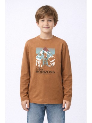 Παιδική Μπλούζα Για Αγόρι 8-14 Χρονών Κανελί