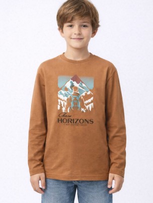 Παιδική Μπλούζα Για Αγόρι 8-14 Χρονών Κανελί
