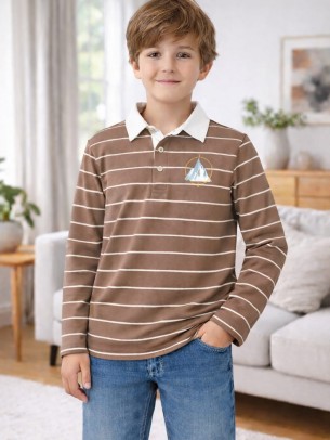 Παιδική Μπλούζα Για Αγόρι 8-14 Χρονών Καφέ