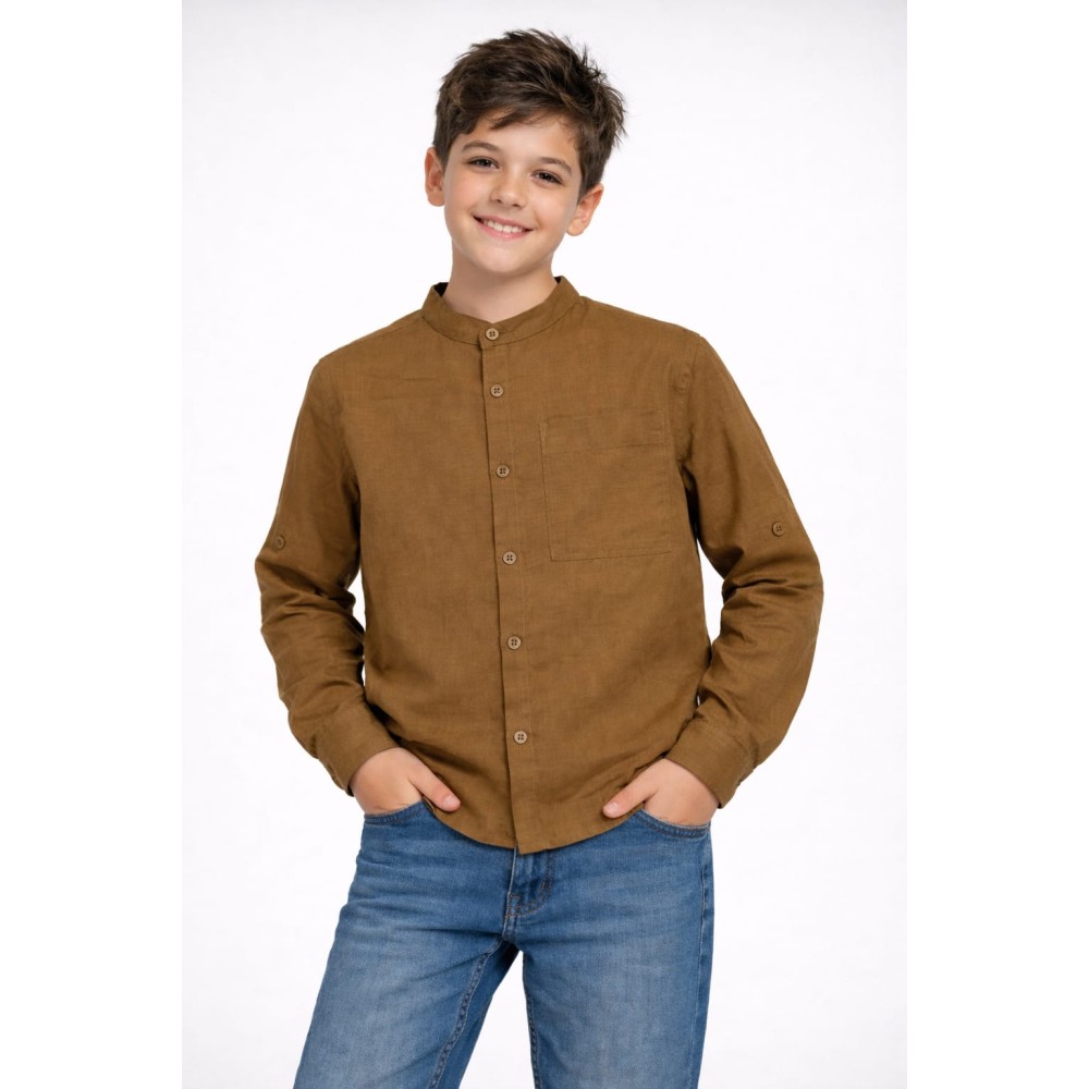 Παιδικό Πουκάμισο Για Αγόρι 8-14 Χρονών Καφέ