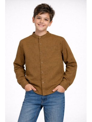 Παιδικό Πουκάμισο Για Αγόρι 8-14 Χρονών Καφέ