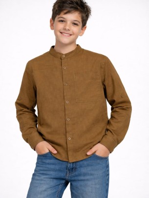 Παιδικό Πουκάμισο Για Αγόρι 8-14 Χρονών Καφέ