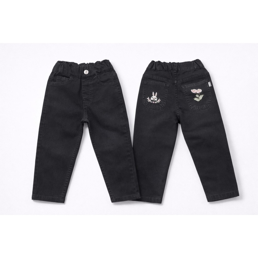 Παιδικό Παντελόνι Τζιν Για Κορίτσι 2-5 Χρονών Μαύρο
