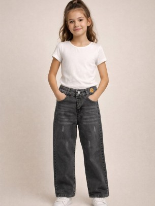 Παιδικό Παντελόνι Τζιν Για Κορίτσι 9-12 Χρονών Ανθρακι