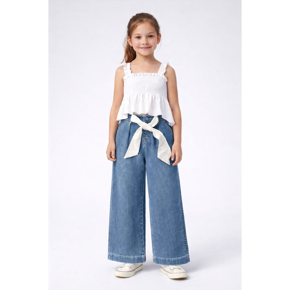 Παιδικό Παντελόνι Τζιν Για Κορίτσι 9-12 Χρονών Μπλε