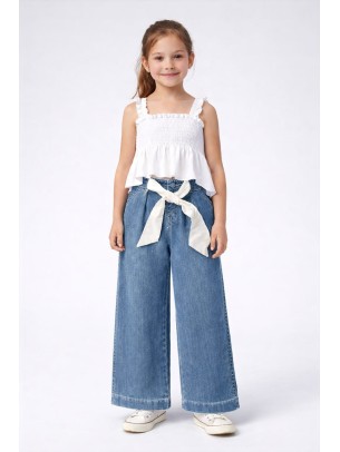 Παιδικό Παντελόνι Τζιν Για Κορίτσι 9-12 Χρονών Μπλε