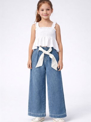 Παιδικό Παντελόνι Τζιν Για Κορίτσι 9-12 Χρονών Μπλε