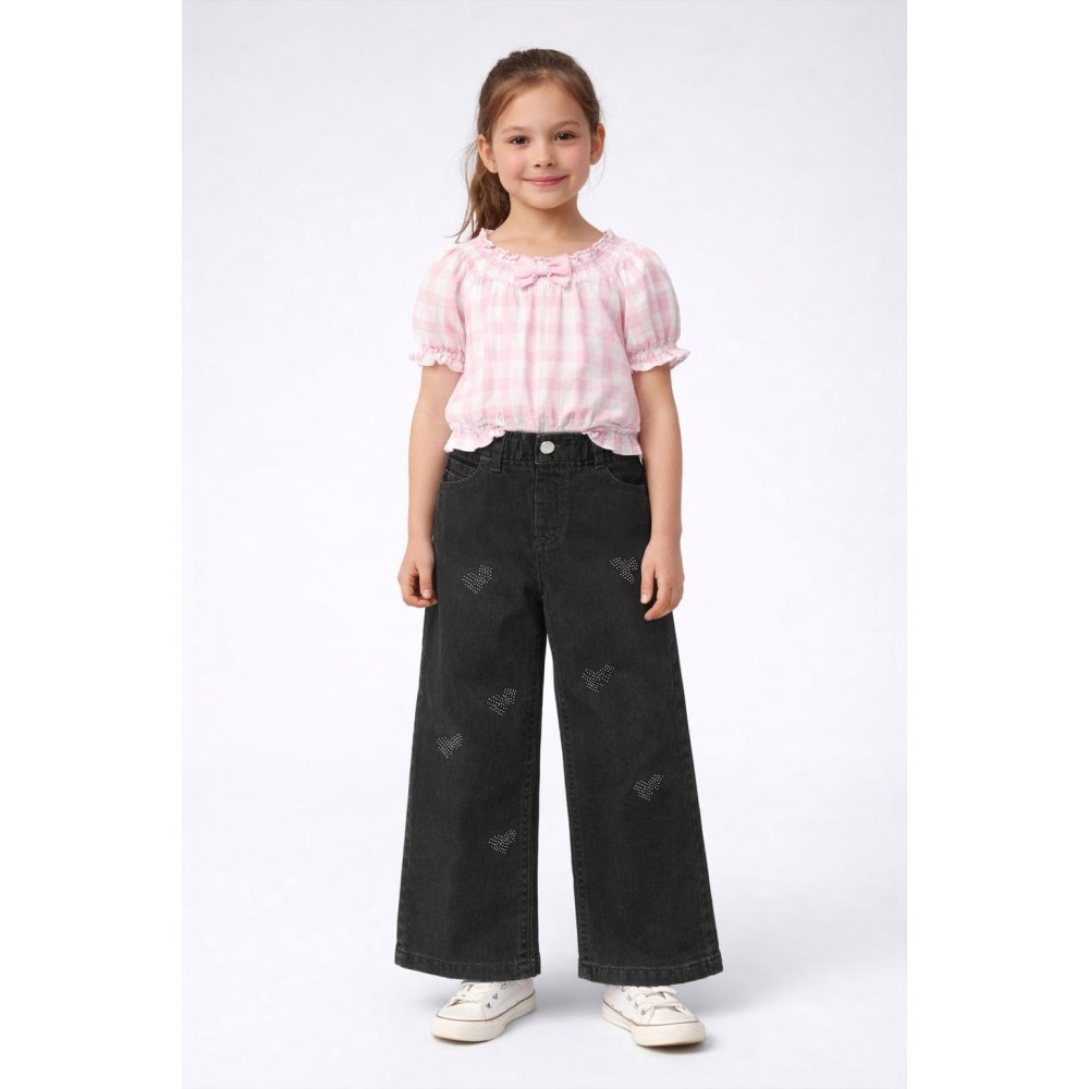 Παιδικό Παντελόνι Τζιν Για Κορίτσι 9-12 Χρονών Μαύρο