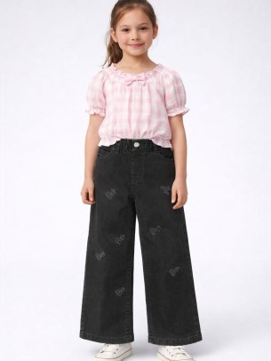 Παιδικό Παντελόνι Τζιν Για Κορίτσι 9-12 Χρονών Μαύρο