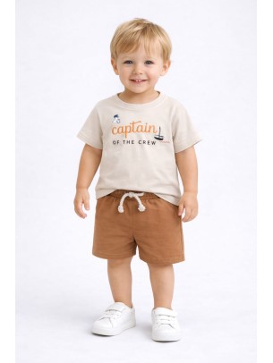 Βρεφικό Σετ Για Αγόρι 6-30 Μηνών Εκρού - Καφέ