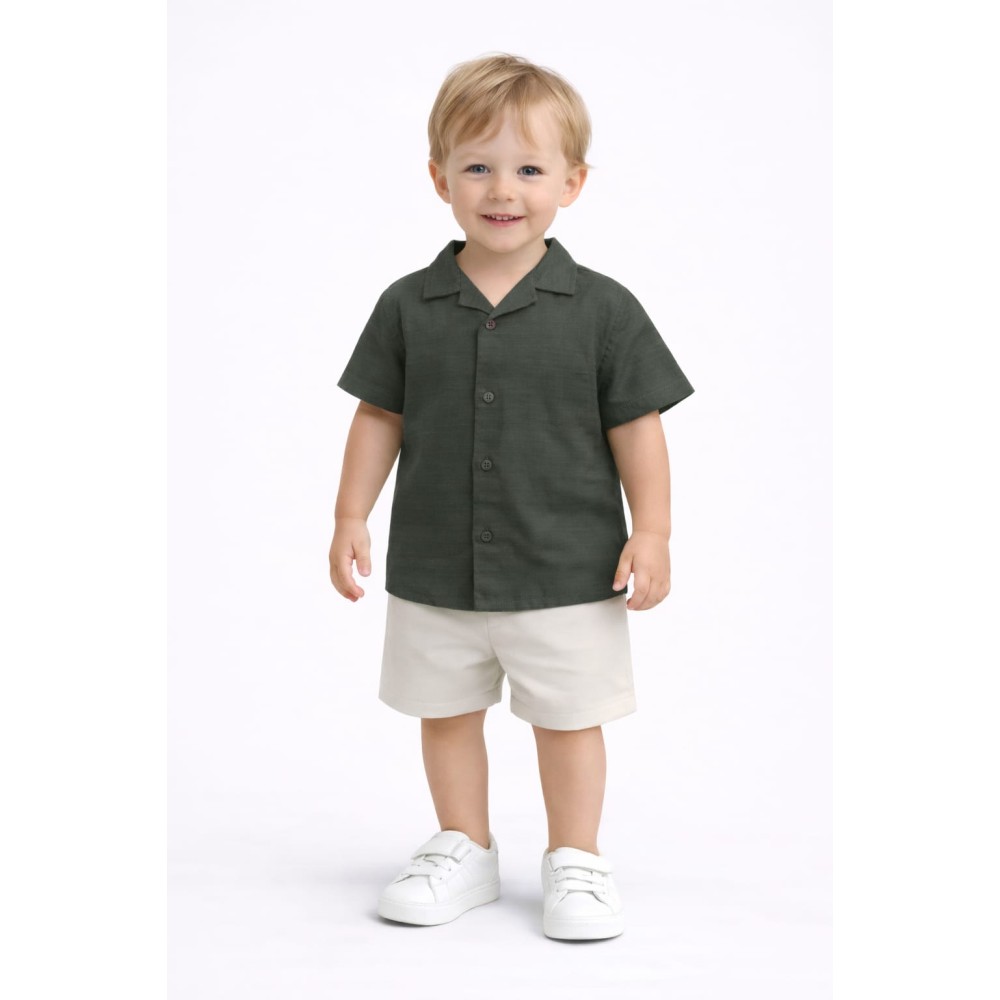 Βρεφικό Πουκάμισο Για Αγόρι 6-36 Μηνών Χακί