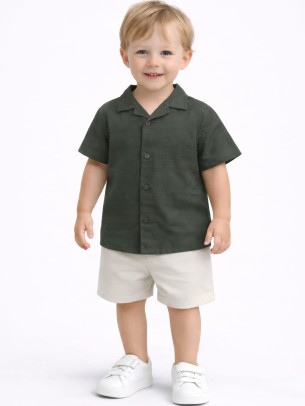 Βρεφικό Πουκάμισο Για Αγόρι 6-36 Μηνών Χακί