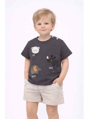 Βρεφική Μπλούζα Για Αγόρι 6-30 Μηνών Ανθρακί