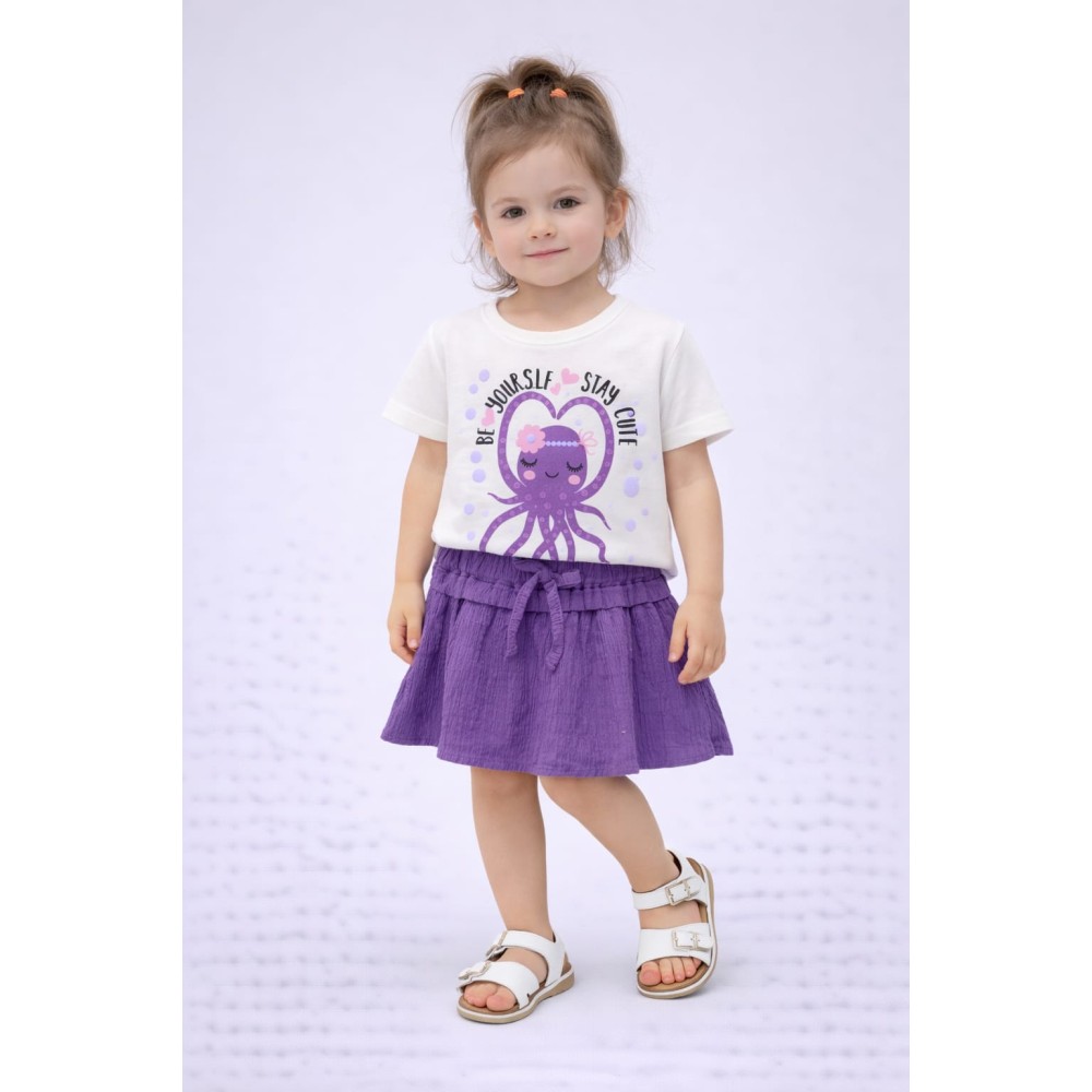 Βρεφικό Σετ Για Κορίτσι 6-36 Μηνών Λευκό - Μωβ