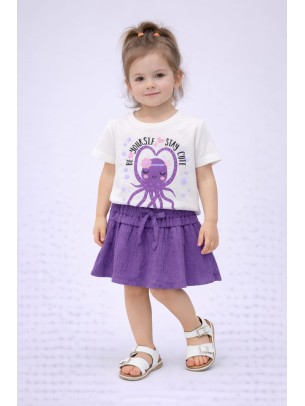 Βρεφικό Σετ Για Κορίτσι 6-36 Μηνών Λευκό - Μωβ