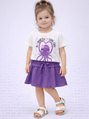 Βρεφικό Σετ Για Κορίτσι 6-36 Μηνών Λευκό - Μωβ