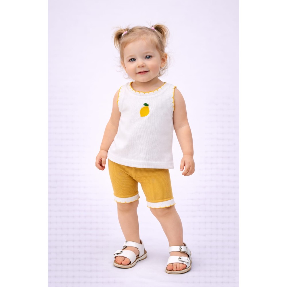 Bρεφικό Σετ Για Κορίτσι 6-24 Μηνών Λευκό - Μουσταρδί