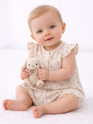 Βρεφικό Φορμάκι Για  Κορίτσι 0-6 Μηνών Εκρού