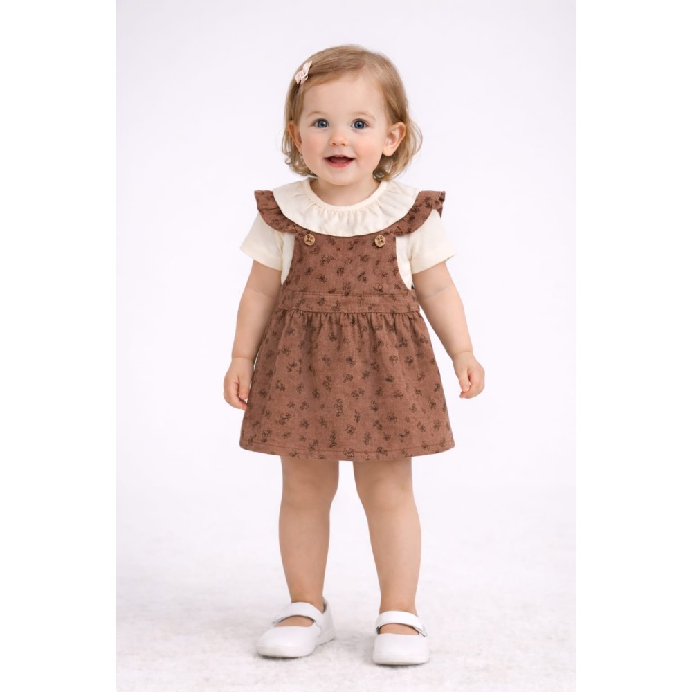 Βρεφικό Σαλοπέτα Φόρεμα 3-12 Μηνών Καφέ