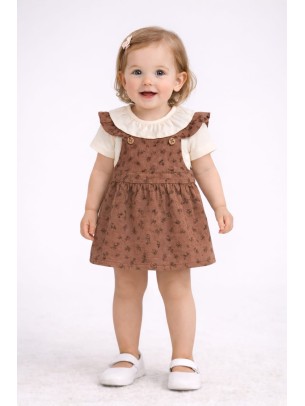 Βρεφικό Σαλοπέτα Φόρεμα 3-12 Μηνών Καφέ