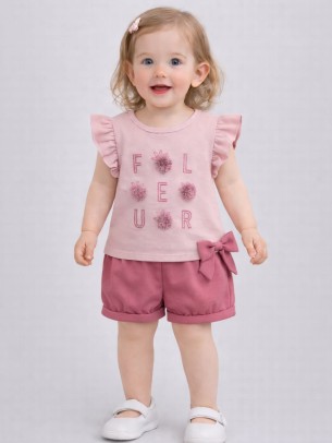 Βρεφικό Σετ Για Κορίτσι 9-36 Μηνών Ροζ