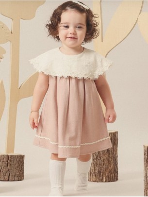 Βρεφικό Φόρεμα 9-24 Μηνών Πούδρα