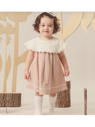 Βρεφικό Φόρεμα 9-24 Μηνών Πούδρα