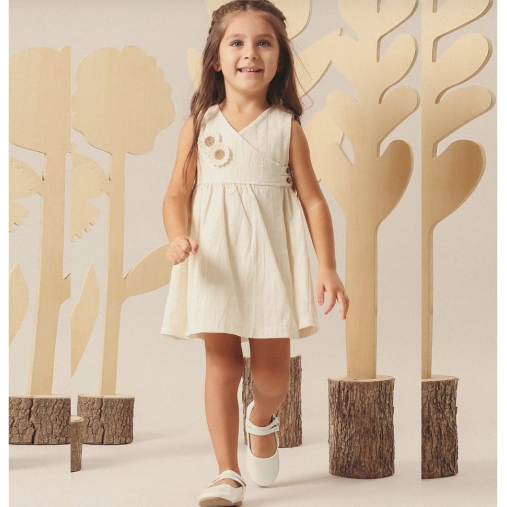 Βρεφικό Φόρεμα 9-24 Μηνών Εκρού