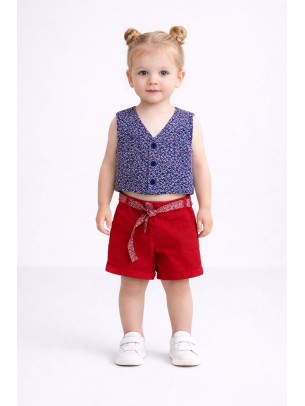 Βρεφικό Σετ Για Κορίτσι 6-36 Μηνών Σκούρο Μπλε-Κόκκινο