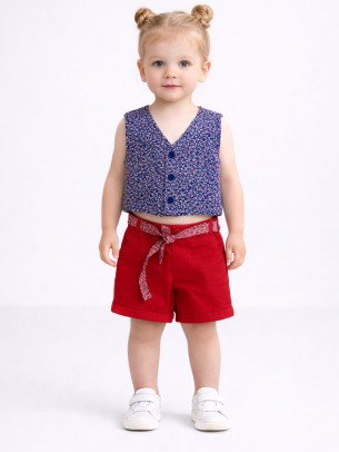 Βρεφικό Σετ Για Κορίτσι 6-36 Μηνών Σκούρο Μπλε-Κόκκινο