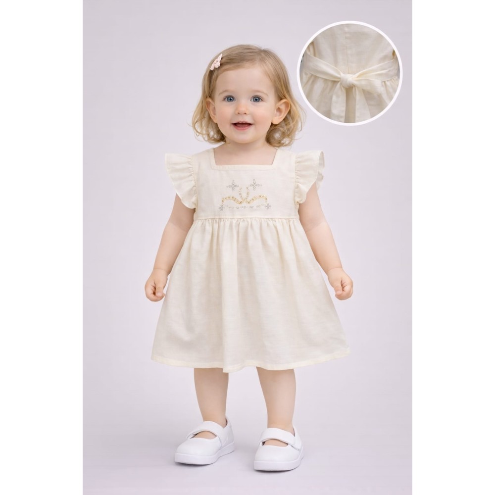 Βρεφικό Φόρεμα 6-36 Μηνών Εκρού