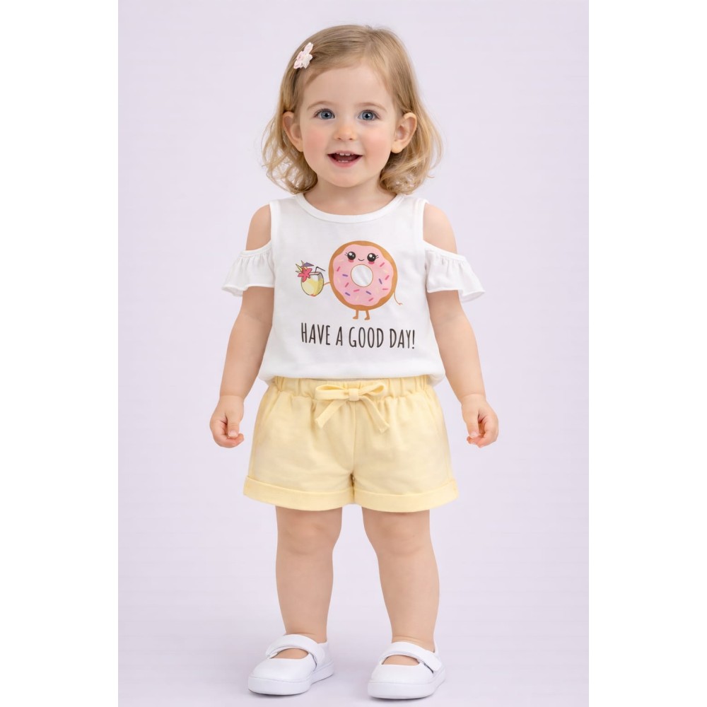 Βρεφικό Σετ Για Κορίτσι 6-36 Μηνών Λευκό-Κίτρινο