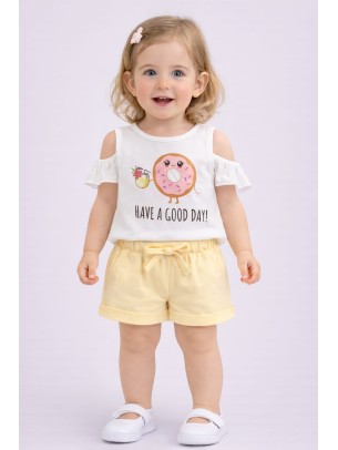 Βρεφικό Σετ Για Κορίτσι 6-36 Μηνών Λευκό-Κίτρινο