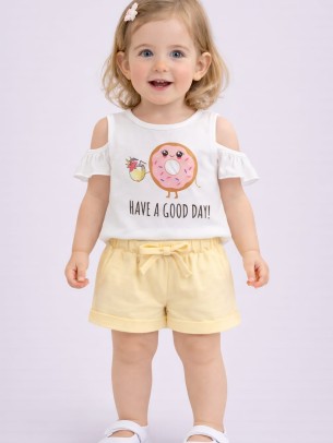 Βρεφικό Σετ Για Κορίτσι 6-36 Μηνών Λευκό-Κίτρινο