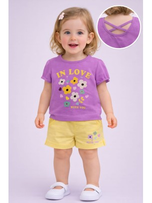 Βρεφικό Σετ Για Κορίτσι 6-36 Μηνών Σκούρο Ροζ-Κίτρινο