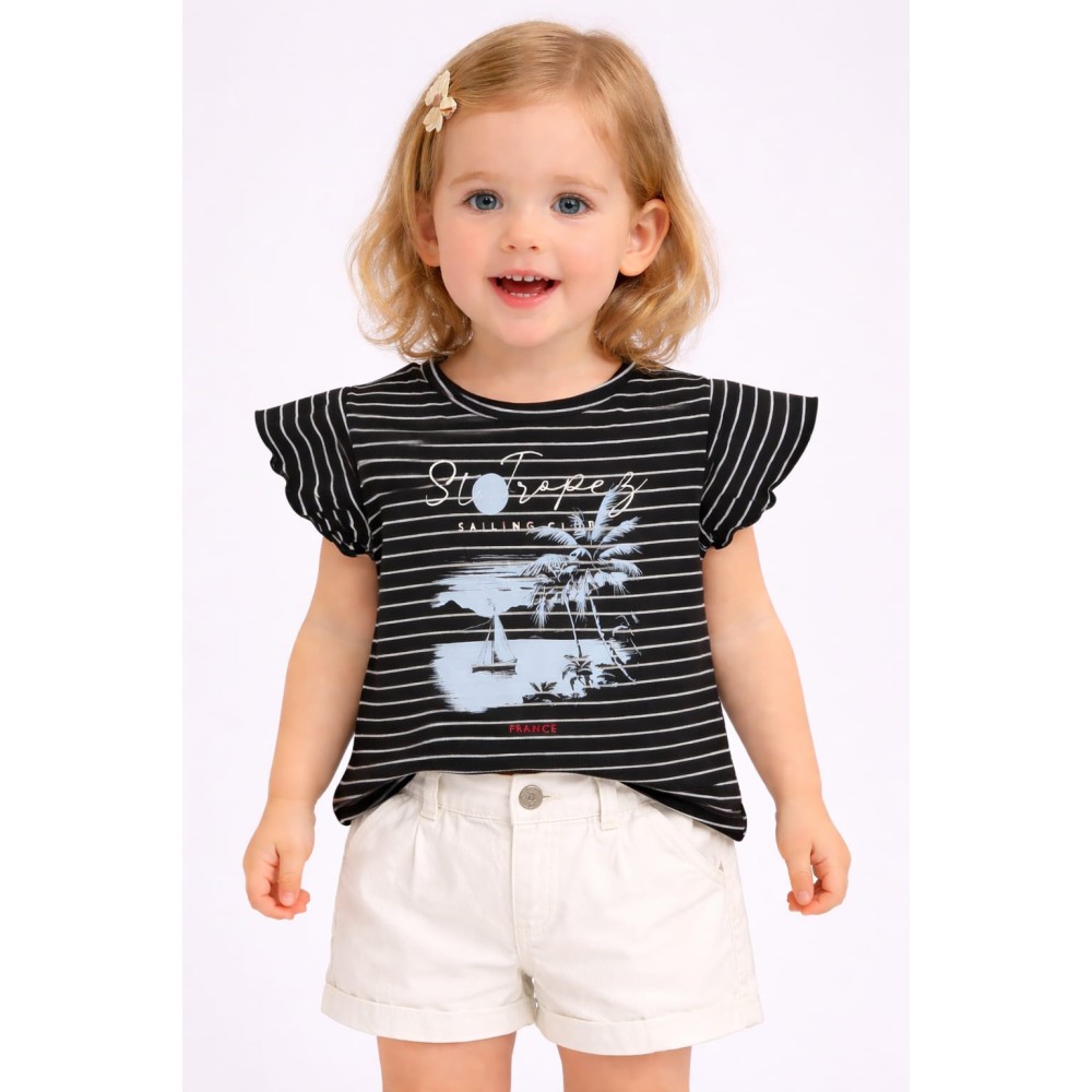 Βρεφικό Μπλουζάκι Για Κορίτσι 6-36 Μηνών Μαύρο 