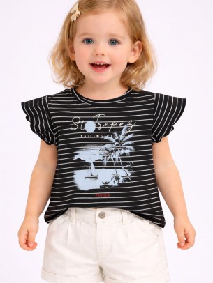 Βρεφικό Μπλουζάκι Για Κορίτσι 6-36 Μηνών Μαύρο 