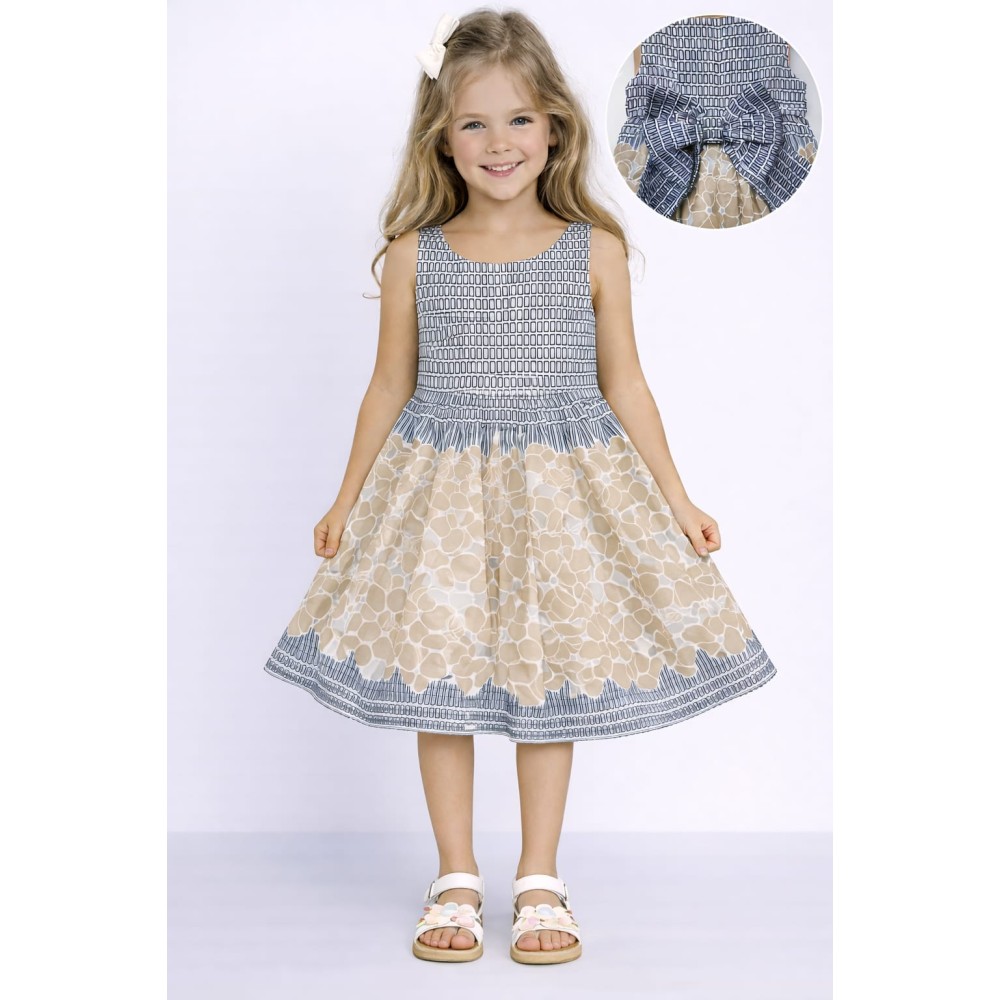 Παιδικό Φόρεμα 3-8 Χρονών Μπεζ - Σκούρο Μπλε